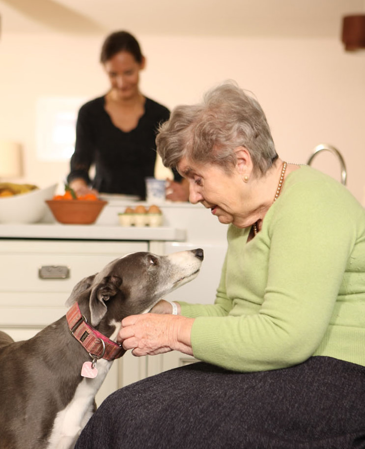 elderly lady with carer